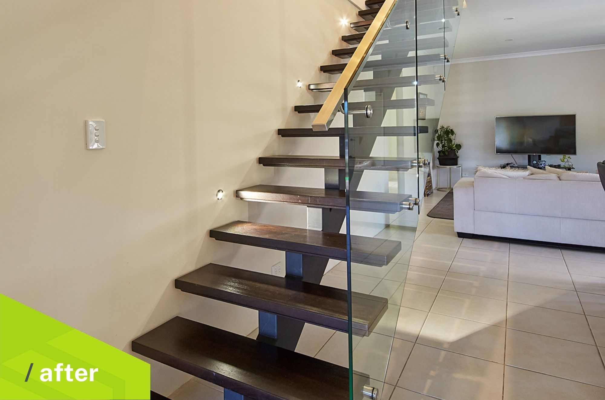 Custom built centre spine staircase by Amerex Renovations
